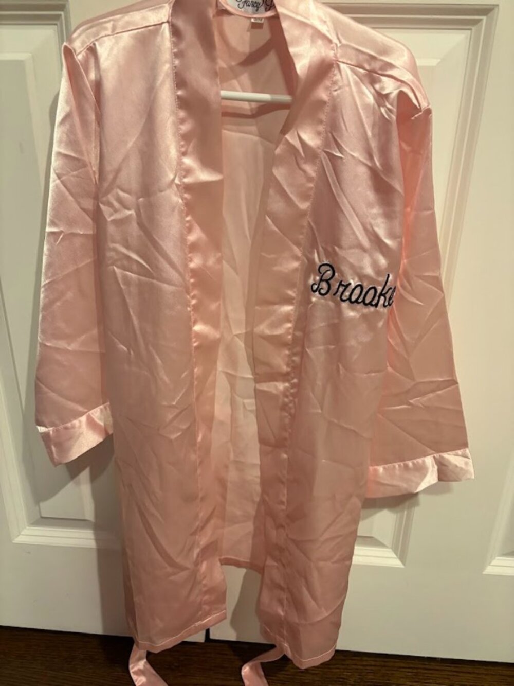 "Brooke" Satin Bathrobe Pink Kid Size S/M